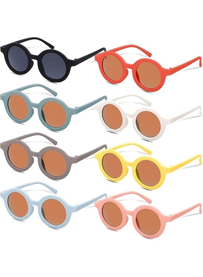 ChicAbode 8 Pairs Kids Sunglasses, Cute Round Retro Sunglasses, UV Protected Toddler Polarized Glasses, Kids Party Favors for Boys Girls Beach Party Beach Outdoor Sports, Age 3-10 - Image 1